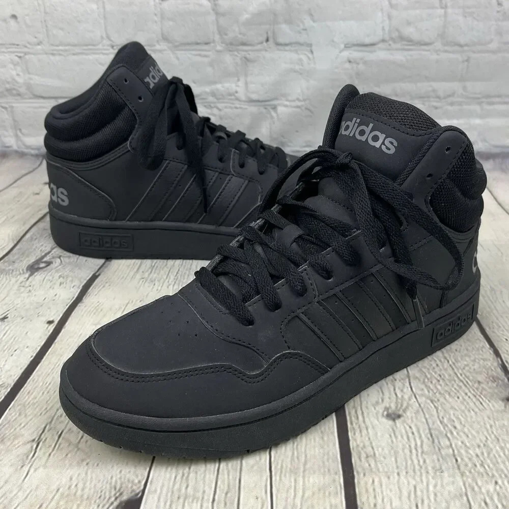 Adidas Hoops 3.0 Sneakers Men's Size 8 Classic Mid Top Triple Black Basketball